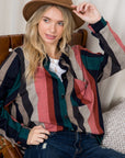 e Luna PLUS Cozy Stripe Button Down Shacket