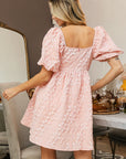 BiBi Flower Square Neck Puff Sleeve Dress