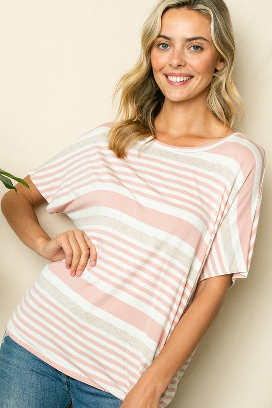 e Luna Striped Front Tie Top