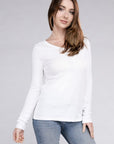 Zenana Cotton V-Neck Long Sleeve T-Shirt