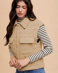 Annie Wear Texture Quilted Snap Down Vest Coat