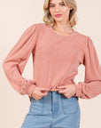 Mittoshop Round Neck Long Sleeve Rib Knit Top