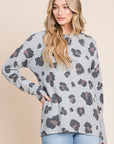 BOMBOM Leopard Drop Shoulder T-Shirt