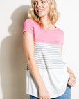 e Luna PLUS Striped Solid Color Block Top