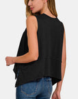 Zenana Exposed Seam Slit Round Neck Tank