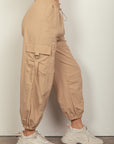 VERY J Elastic Waist Woven Cargo Pants