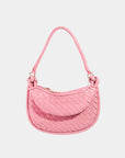 Fame PU Leather Basket Weave Half Moon Bag