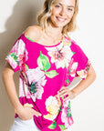 e Luna PLUS Floral One Shoulder Top