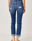 Risen Full Size High-Rise Frayed Cuffed Straight Jeans