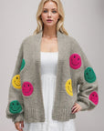 Davi & Dani The Fuzzy Smile Long Bell Sleeve Knit Cardigan