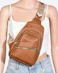 Fame PU Leather Chevron Strap Crossbody Bag