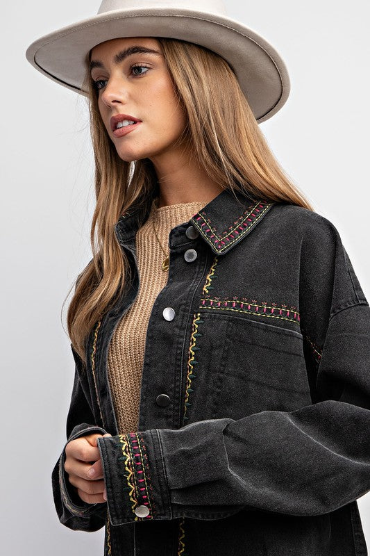 Embroidered Wash Cotton Jacket