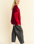 Davi & Dani Cable-Knit Color Block Open Front Cardigan