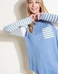 e Luna Solid Striped Color Blocked Top