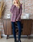 Heimish Full Size Plaid V-Neck Long Sleeve Top