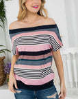 e Luna PLUS Striped Offshoulder Top