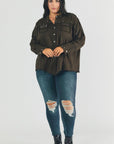 Davi & Dani Plus Distressed Hem Oversize Shirt - Online Only