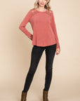 Super Lady Full Size Lace Detail Round Neck T-Shirt