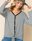 e Luna Striped Button Down Top