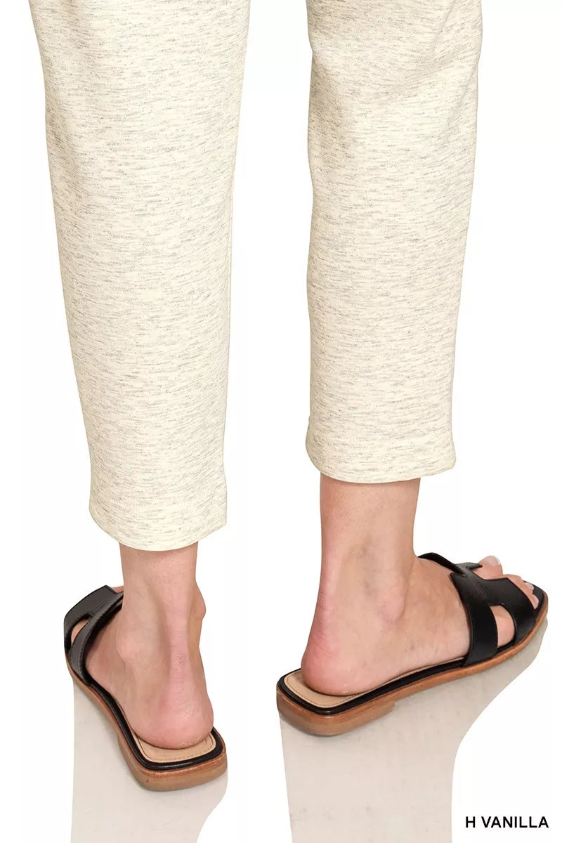 Zenana Scuba Capri Sweatpants with Pocket in Vanilla