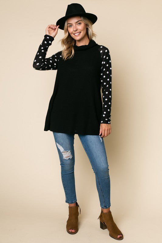 e Luna Polka Dot Turtleneck Top