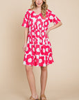 BOMBOM Flower Print Ruched Dress