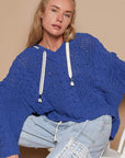 POL Cable Knit Hooded Chenille Sweater