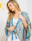 Light Woven Squared Open Kimono with Tie