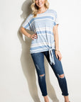 e Luna Striped Front Tie Top