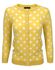 Polka Dot Jacquard 3/4 Sleeve Sweater Cardigan