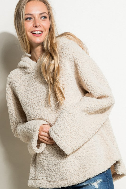 e Luna Fuzzy Faux Fur Oversized Sweatshirt