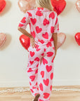 Pink Classic Heart Valentines Pajamas Set