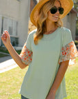 Solid Dizzy Floral Mixed Top - Online Only - My Pampered Life Seattle