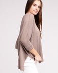 Zenana 3/4 Sleeve V-Neck Hi-Low Hem Jacquard Sweater