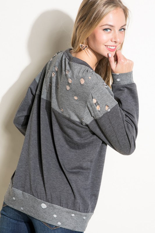 e Luna Distressed French Terry Sweatshirts