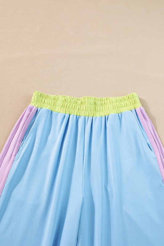 Colorblock Cap Sleeve Tee and Pants Set