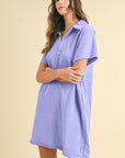 Annie Wear Mineral Washed Johnny Collar Short Sleeve Dress