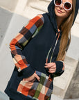 e Luna PLUS Plaid Mixed Hoodie Sweatshirt