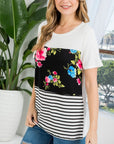 e Luna Floral Striped Mixed Top