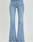 Risen Full Size High Rise Frayed Hem Flare Jeans