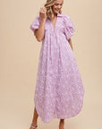 Annie Wear Floral Smock Detail Puff Sleeve Dress