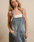 BiBi Washed Adjustable Strap Denim Overall Dress