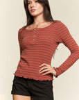 Jade By Jane Round Neck Striped Top