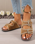 Azaria Buckle Faux Suede Slippers