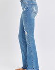 Judy Blue Full Size Mid Rise Destroyed Hem Distressed Jeans