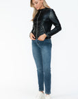 Snobbish PU Leather Zip Up Jacket with Pockets