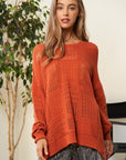 Davi & Dani Openwork Side Slit Drop Shoulder Knit Cover Up