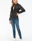 Snobbish Faux Leather Biker Jacket with Side Zip Pockets