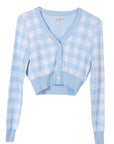 Lilou Long Sleeve Gingham Pattern Cardigan