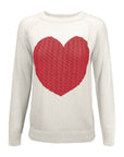 Love Heart Jacquard Round Neck Pullover Sweater